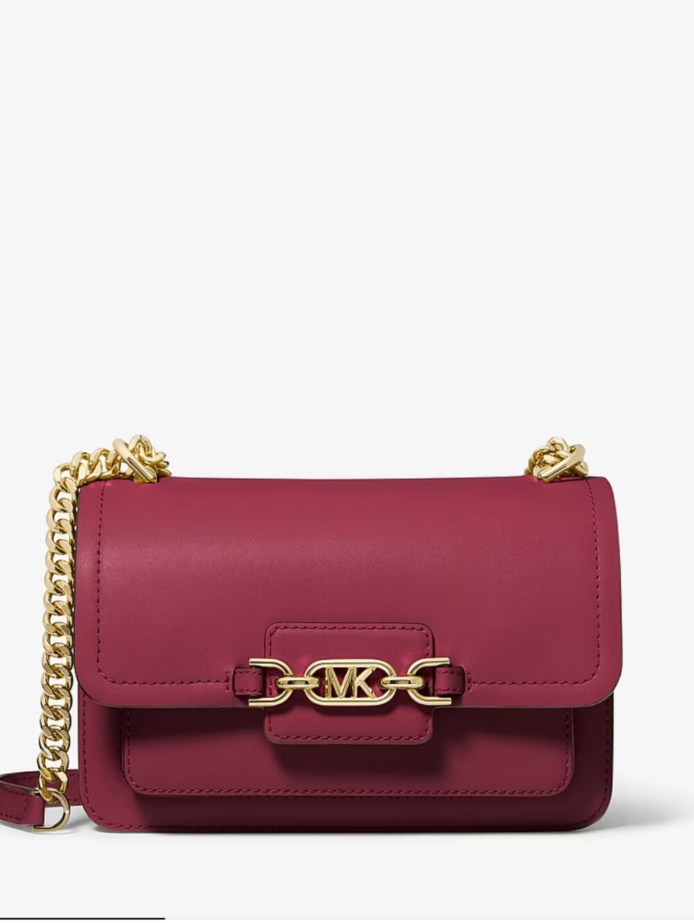 MICHAEL Michael Kors Berry Pink Leather Crossbody with Gold Chain